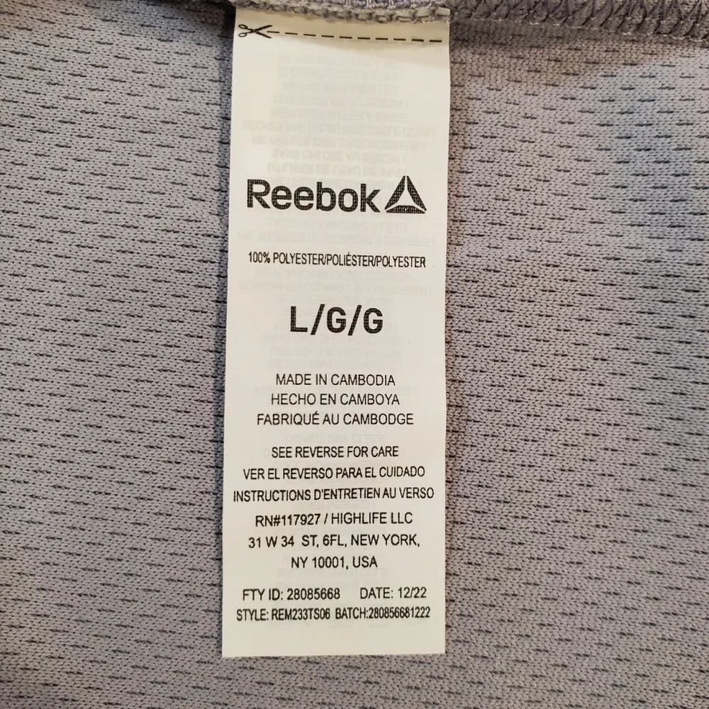 Reebok Mens Gray Short Sleeve Polo Shirt Size Large